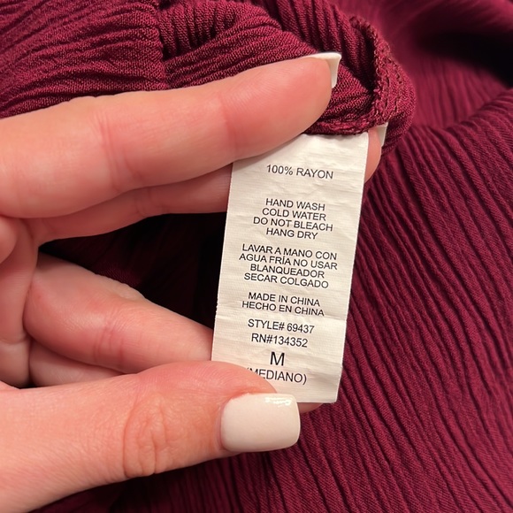 Ambiance Off Shoulder Ruffle Cranberry Dress - Picture 6 of 6